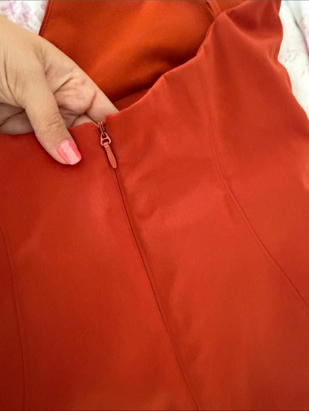 Rust Bodycon Midi Dress with Spaghetti Straps - Picture 7 of 9
